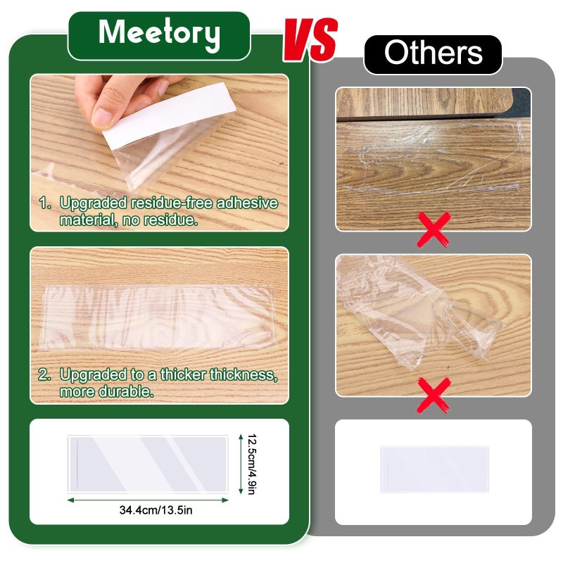 Meetory 36 Pieces 13.5â€ x 4.9â€ Upgraded Clear Nameplate Pocket Self-Adhesive Desk Name Tag- Covers for School Classroom Desk, Office Suppliesï¼ˆNOT Include Name Tagsï¼‰ - Image 4
